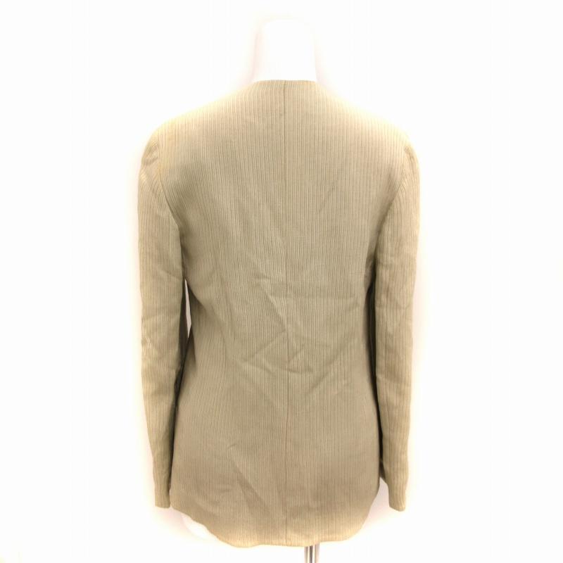 EMPORIO ARMANI ノーカラージャケット 38(S位) ベージュ 【古着】【中古】