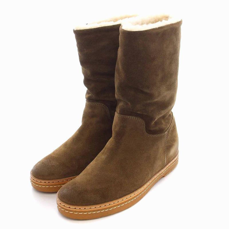 BUTTERO ブッテロ ムートンブーツ ショート スエード 37 23.5cm 茶  