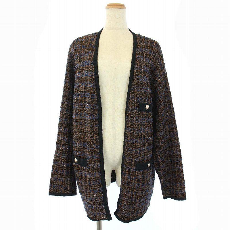 リヴドロワ RIVE DROITE ペーパーツイードニットカーディガン ロング  