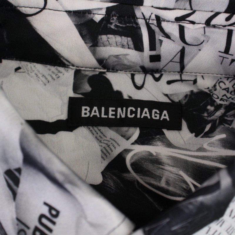 バレンシアガ BALENCIAGA 19SS マガジンペーパーシャツ 半袖 ボタン 