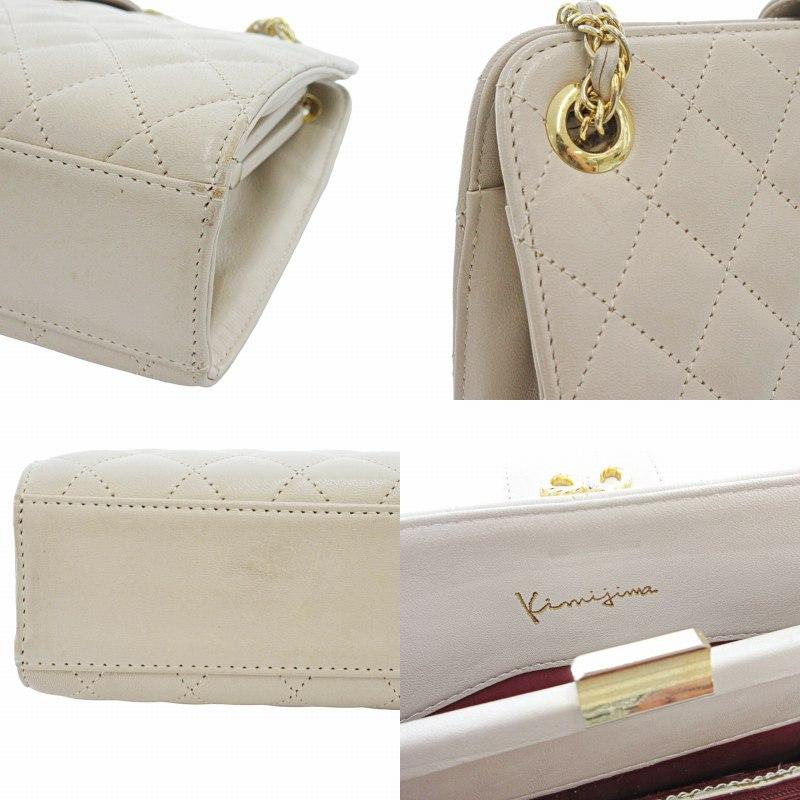 【美品】KIMIJIMA チェーンショルダーバッグ 美品✨ キミジマ チェーン ショルダー バッグ キルティング レザー