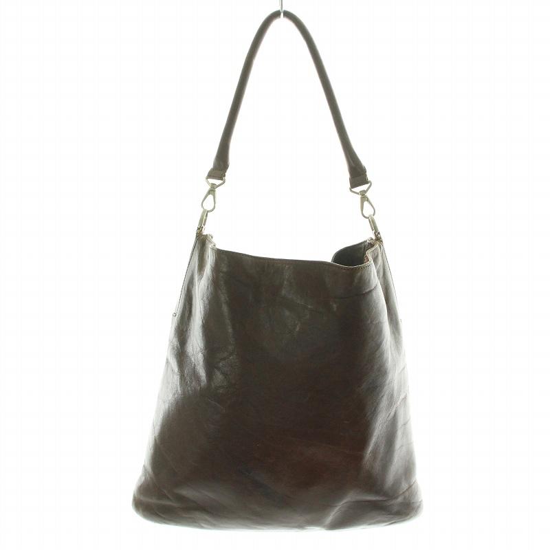 ヒロフ HIROFU ワンショルダーバッグ ハンドバッグ レザー 茶 ブラウン  