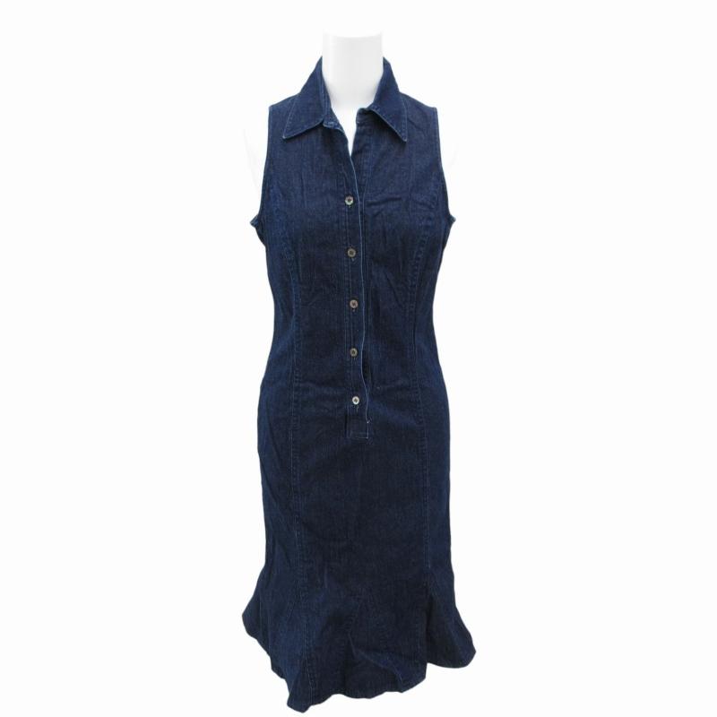 エポカ EPOCA デニムワンピース ひざ丈 ノースリーブ 38 M 青  