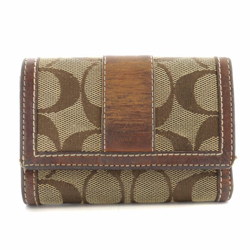 COACH コーチ シグネチャー 財布 小銭入れ 三つ折り Wホック