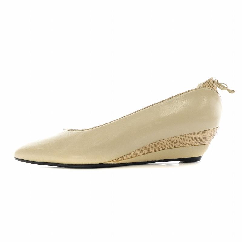 ニナリッチ NINA RICCI パンプス レザー ウェッジソール ヒール リボン 