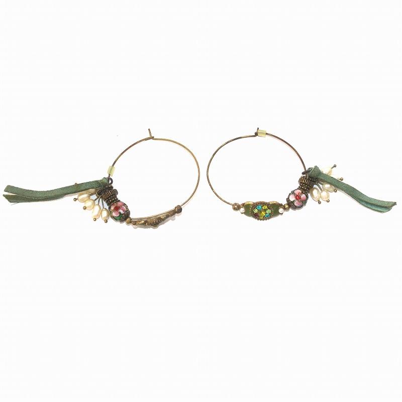 レネレイド Les Nereides ピアス 両耳用 サークルビジュー 緑 グリーン 