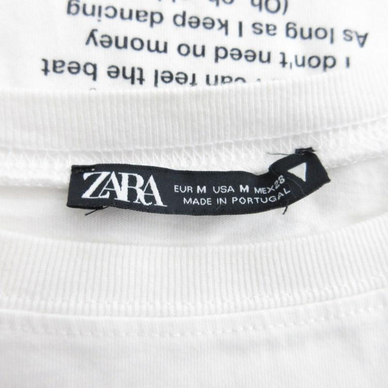 ZARA ザラ プリントTシャツ カットソー 半袖 M 白 ホワイト /FT