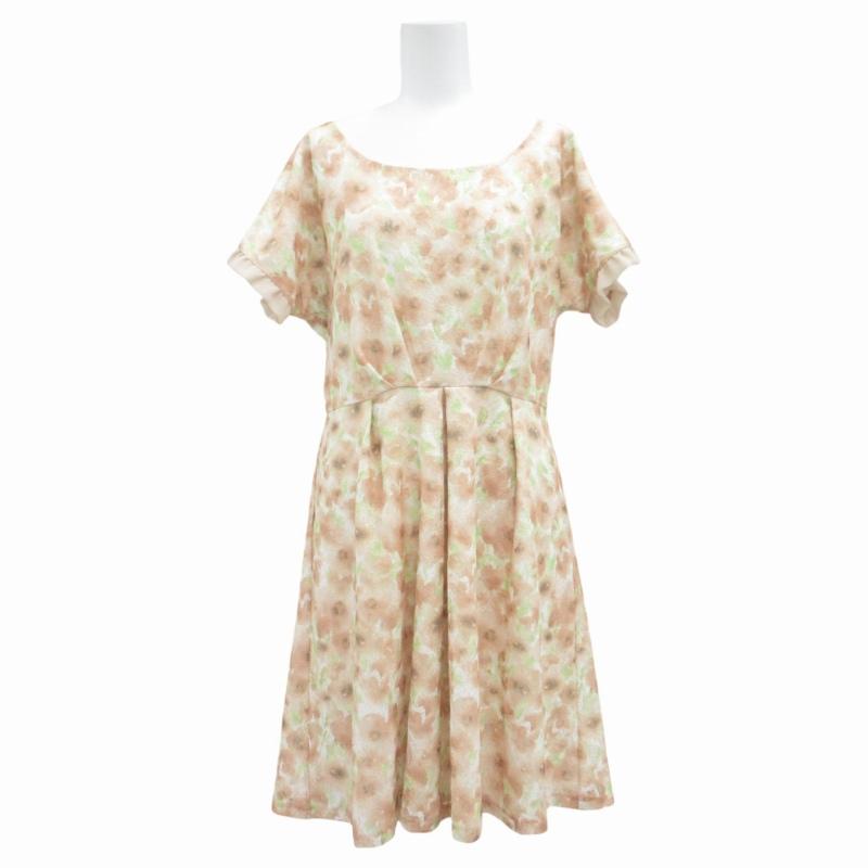 フェルゥ Feroux 23SS フレアワンピース 花柄 レース 半袖 ひざ丈 2 M 