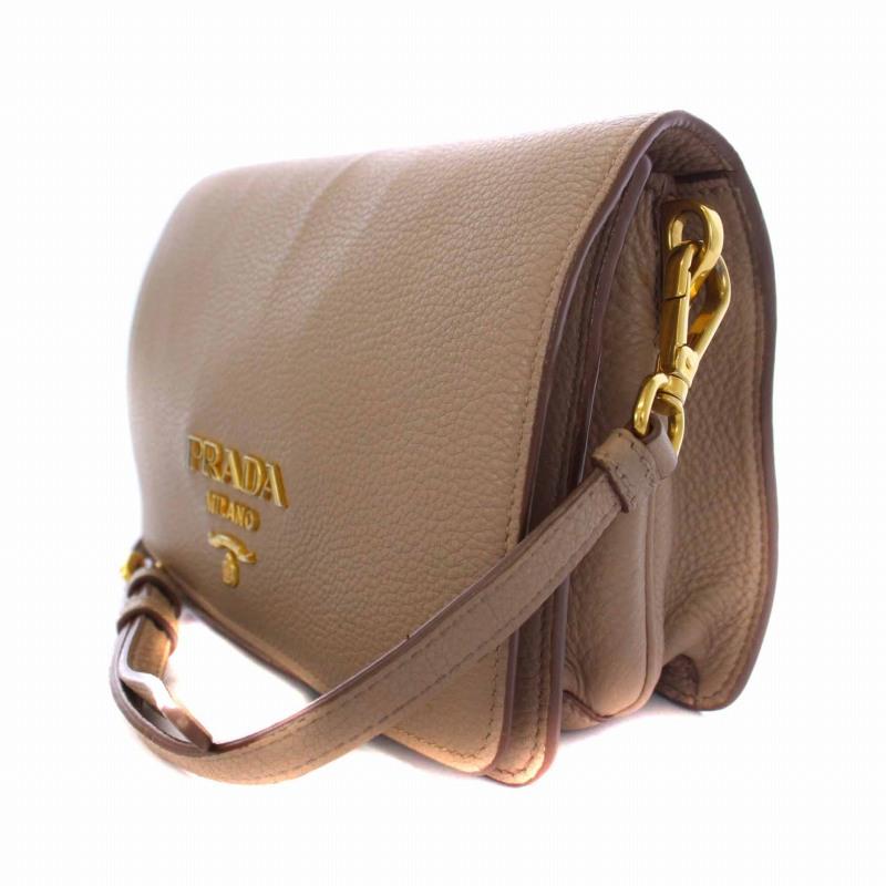 PRADA プラダ VIT DAINO ショルダーバッグ レザー ベージュ 1BD102 /BM  