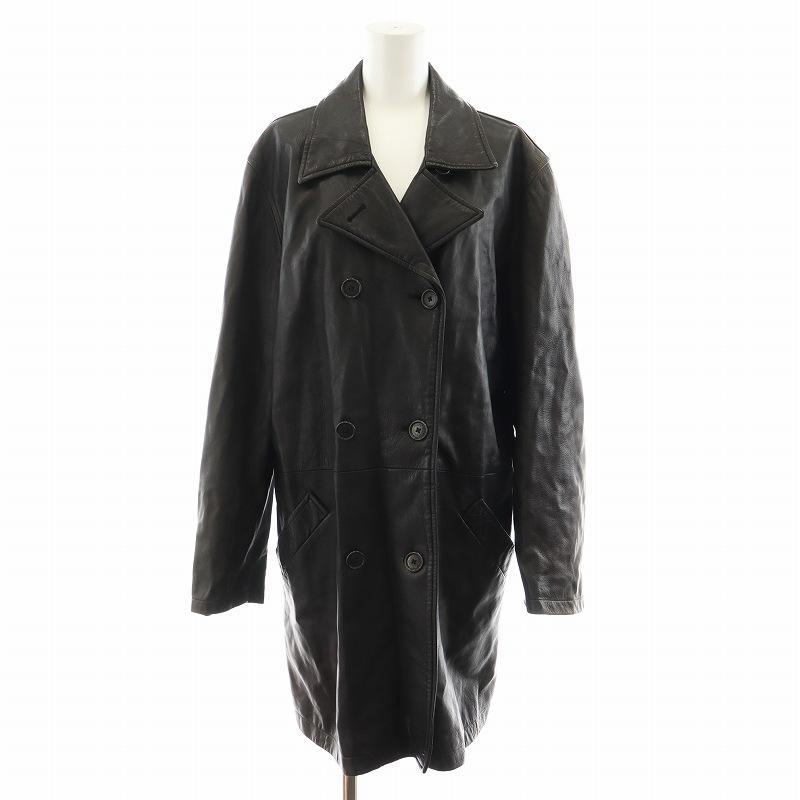 【中古】コーチ COACH オールドコーチ コート ロング丈 レザー USA製 L 黒 ブラック /AN21 レディース COACH（コーチ） オールドコーチ コート ロング丈 レザー USA製 L 黒