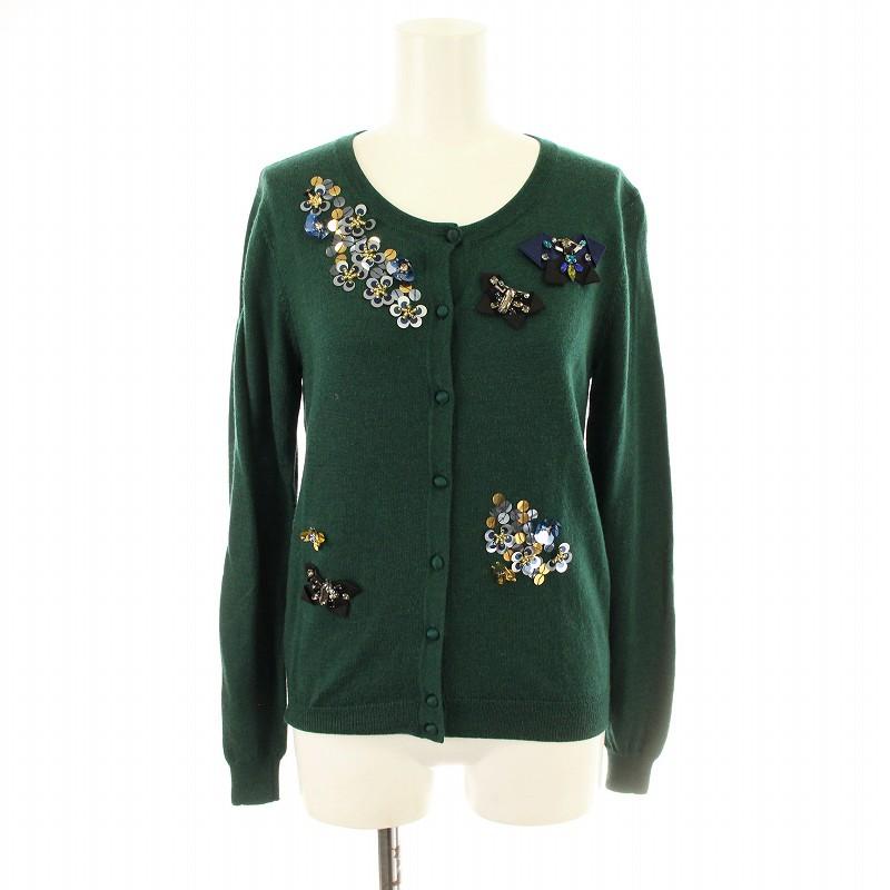 チェスティ Chesty カーディガン ニット 薄手 ビジュー F 緑 8W102 /MM