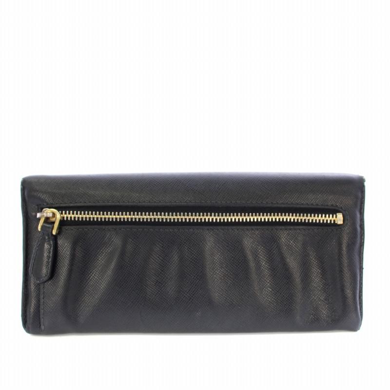 美品✨ PRADA プラダ　二つ折り 長財布　サフィアーノ 黒　ブラック リボン PRADA プラダ 長財布 二つ折り財布 サフィアーノ レザー リボン