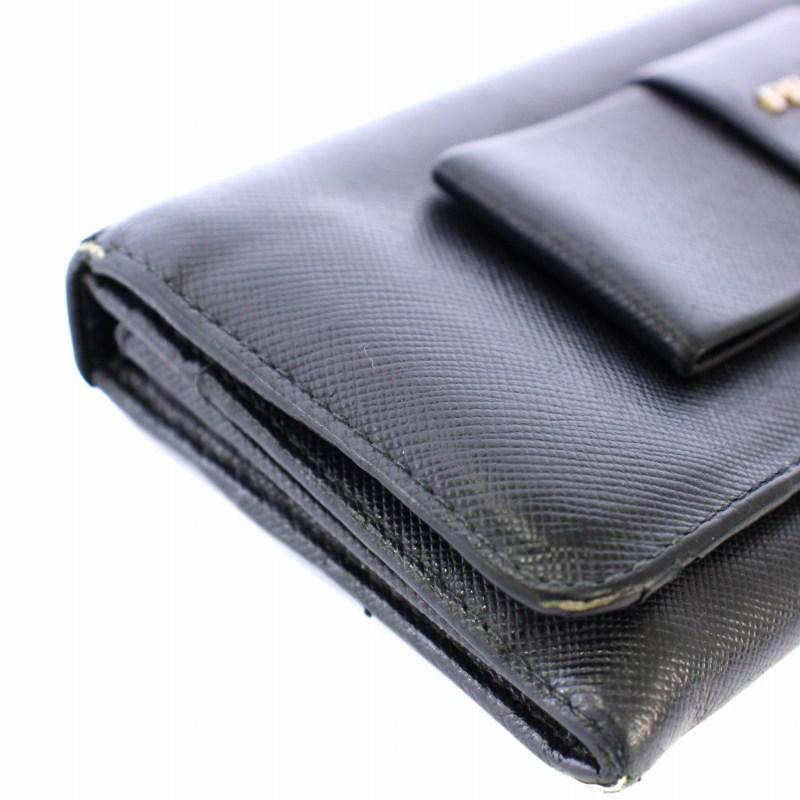 PRADA プラダ 長財布 二つ折り財布 サフィアーノ レザー リボン