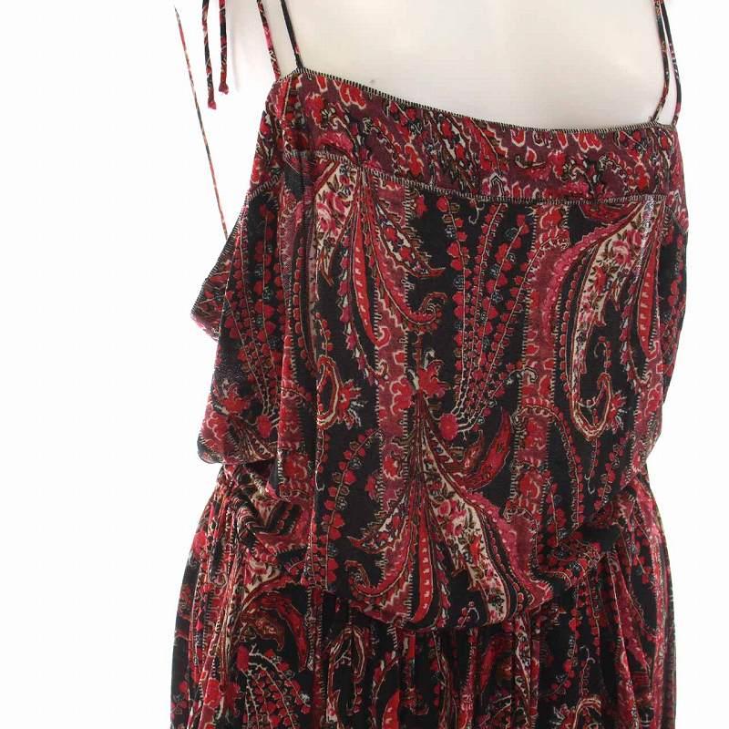【中古】未使用品 イザベルマラン WONDA オールインワン ペイズリー柄 プリント サロペット 38 黒 ブラック 赤 レッド 未使用品 イザベルマラン ISABEL MARANT 2019年製 WONDA