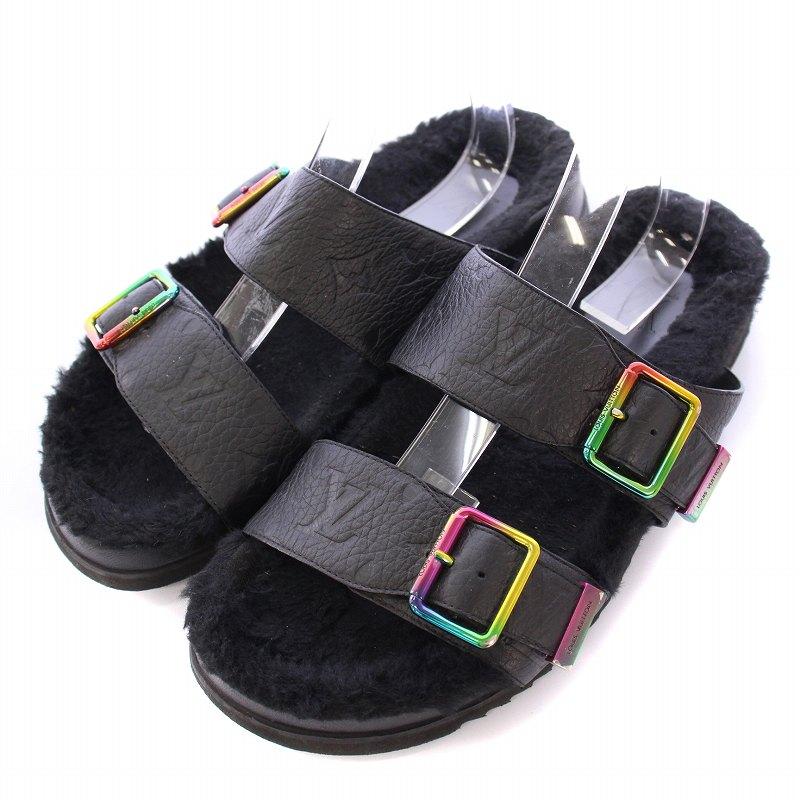 ルイヴィトン　サンダル　7　26㎝　ミラボー・ライン　レザー　黒　ブラック LOUIS VUITTON ルイヴィトン モノグラム アンプラント ミラボーライン