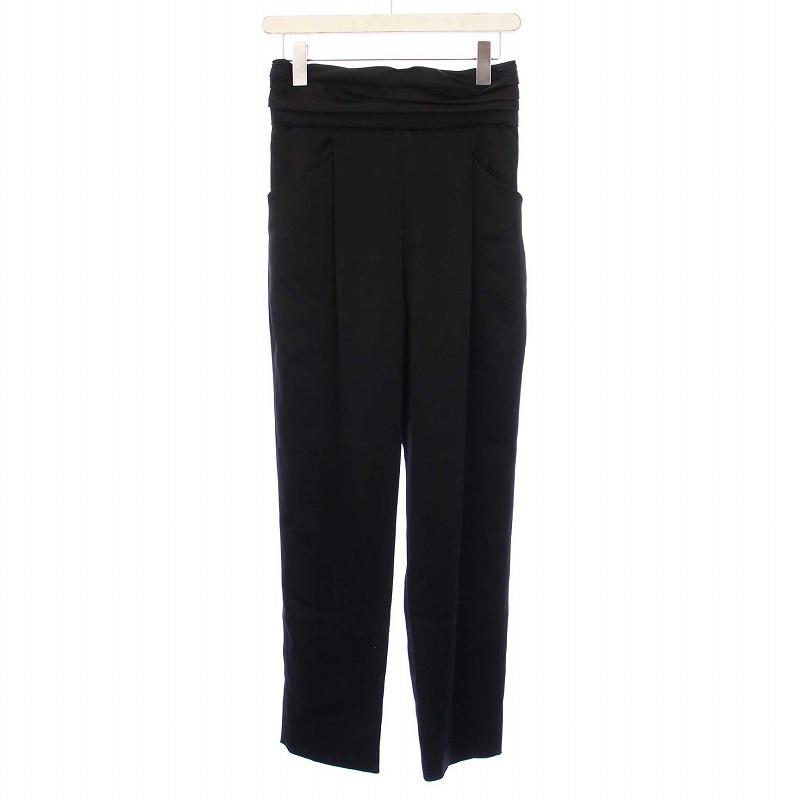【中古】シーニュ Cygne タキシードパンツ テーパード ハイウエスト サテン 1 黒 /KH ▲H レディース シーニュ Cygne タキシードパンツ テーパード ハイウエスト サテン 1