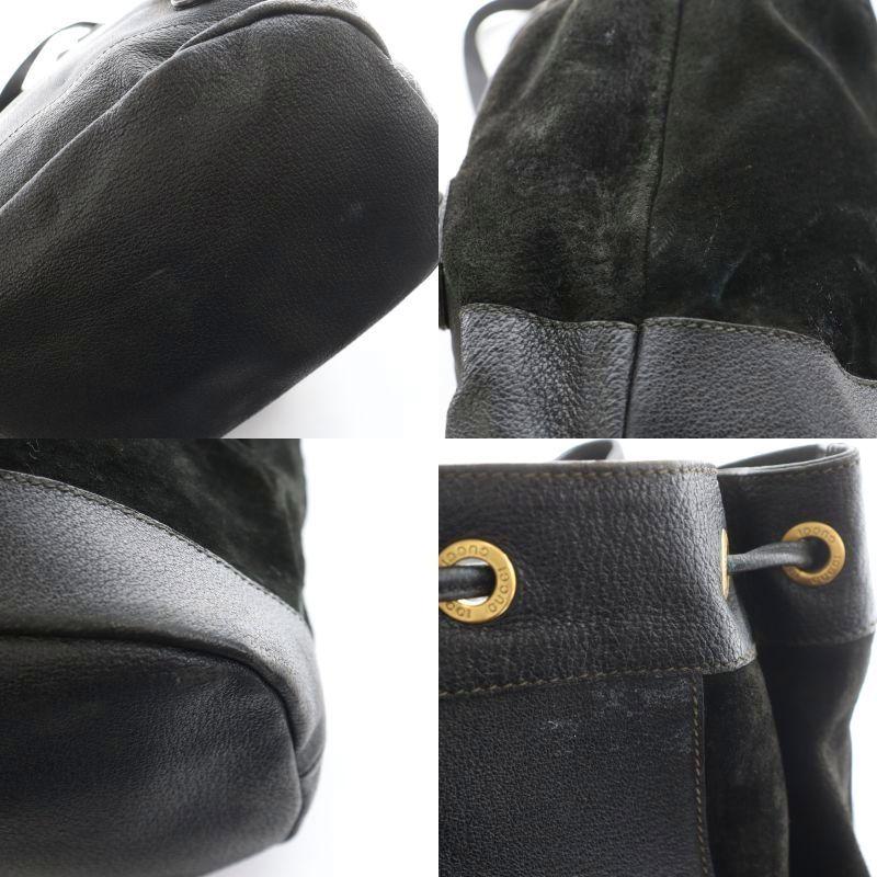 美品✨GUCCI グッチ 希少 リュック スエード レザー 大容量 巾着 黒 GUCCI グッチ バンブー リュックサック デイバッグ 巾着