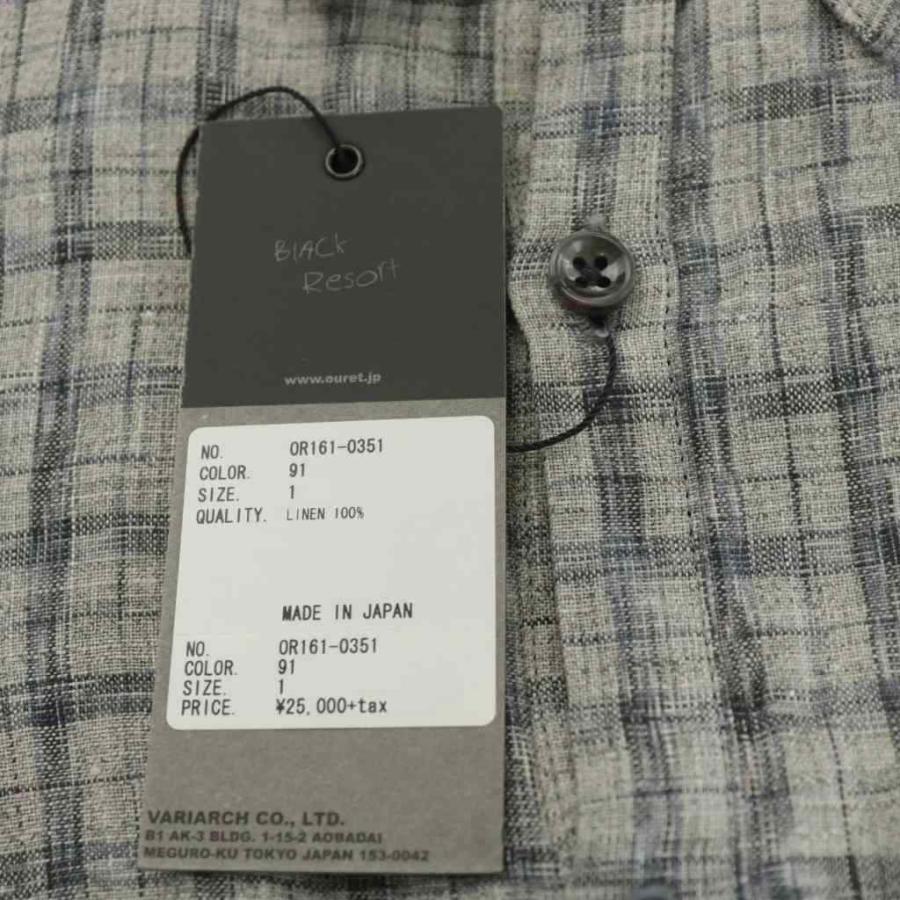 【中古】未使用品 オーレット OURET 16SS シャツ 長袖 チェック 麻 リネン 1 グレー OR161-0351 /AN47 メンズ 未使用品 オーレット OURET 16SS シャツ 長袖 チェック 麻 リネン 1