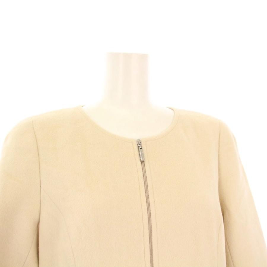 【中古】ルネ Rene ノーカラーコート アウター ロング アンゴラ混 ミンクファー 34 ベージュ 6738180A /KH レディース Rene（ルネ） ノーカラーコート アウター ロング アンゴラ混 ミンク