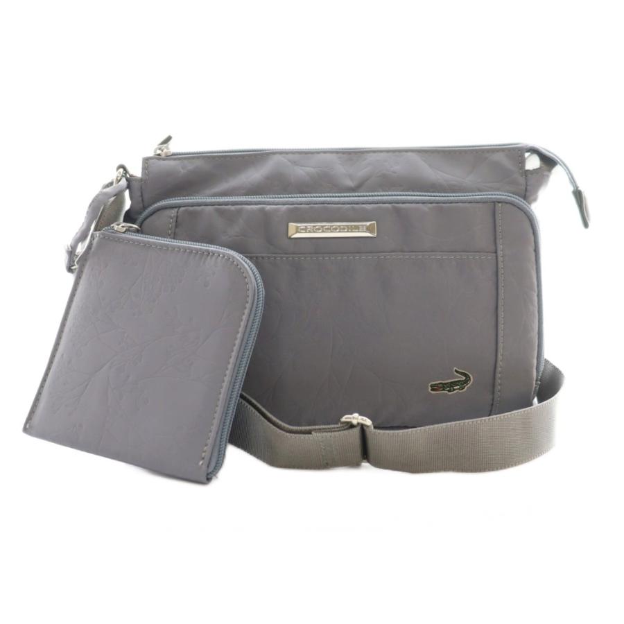 クロコダイル JNH-2891CR ショルダーバッグ グレー  CROCODILE マット クロコダイル 未使用品 クロコダイル CROCODILE ショルダーバッグ ポーチ付き