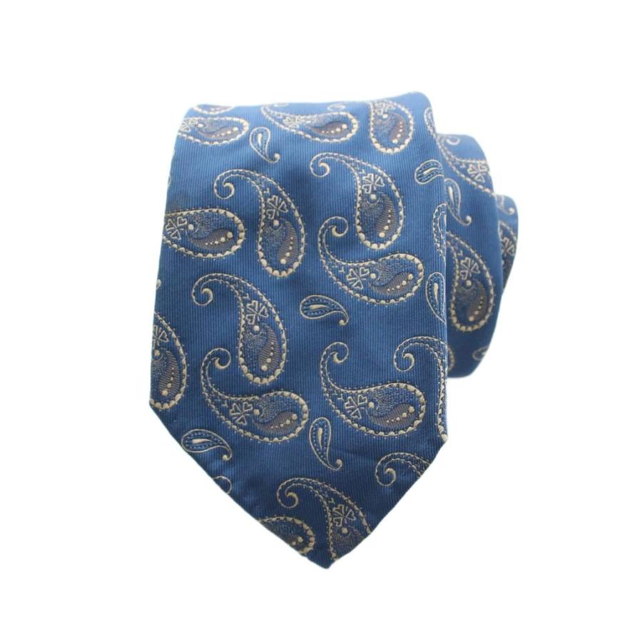 アットヴァンヌッチ Atto Vannucci ネクタイ ペイズリー柄 シルク 青