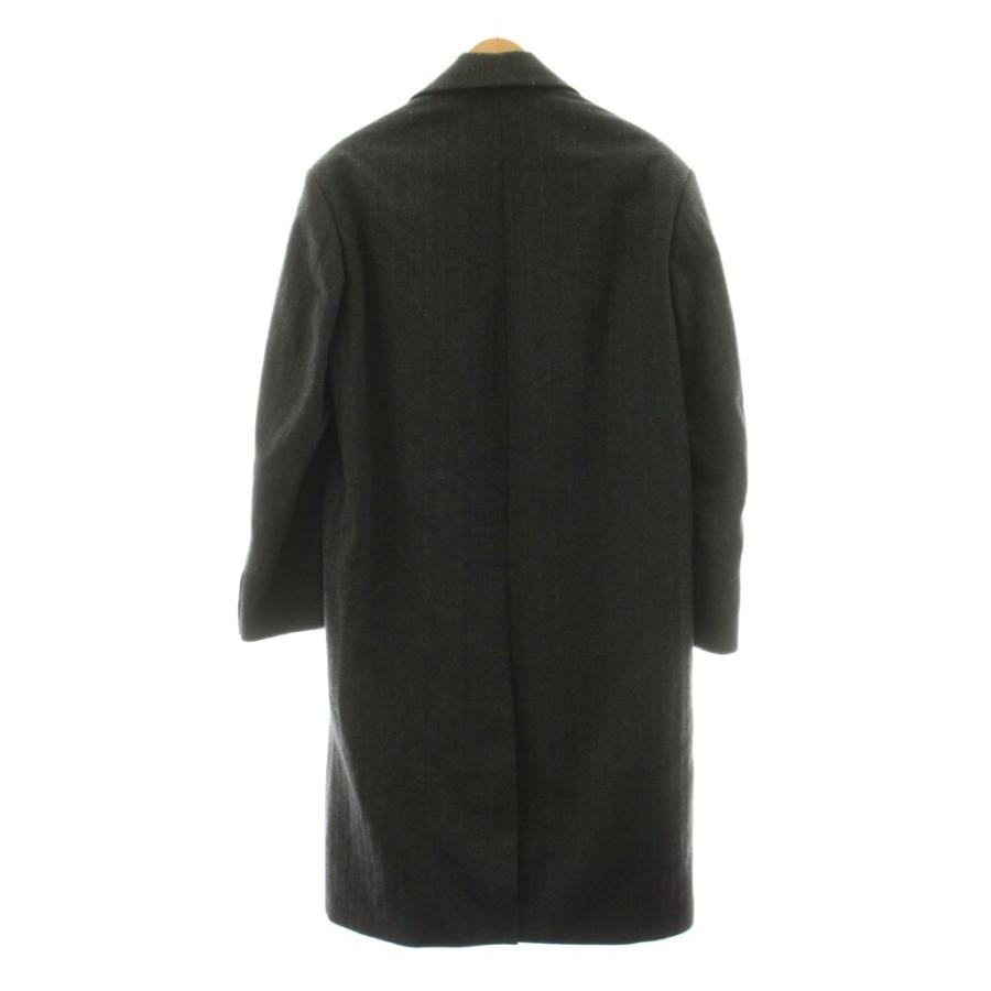 ZARA（ザラ） チェスターコート ロング ストライプ柄 L グレー /KU