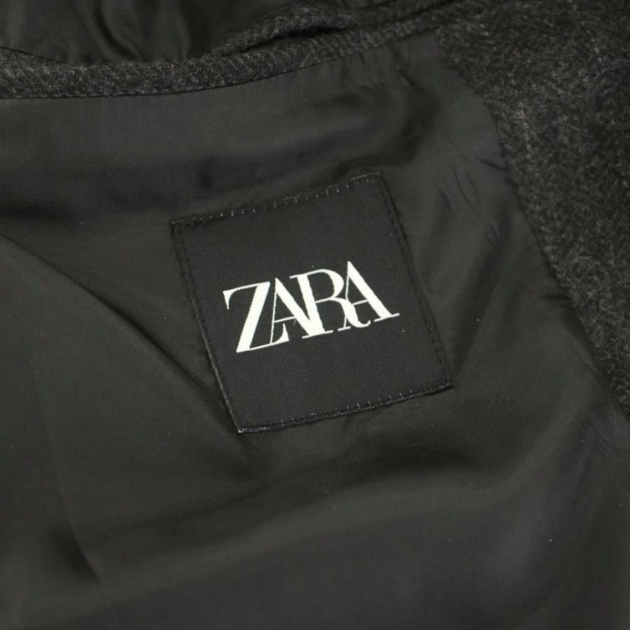 ZARA（ザラ） チェスターコート ロング ストライプ柄 L グレー /KU