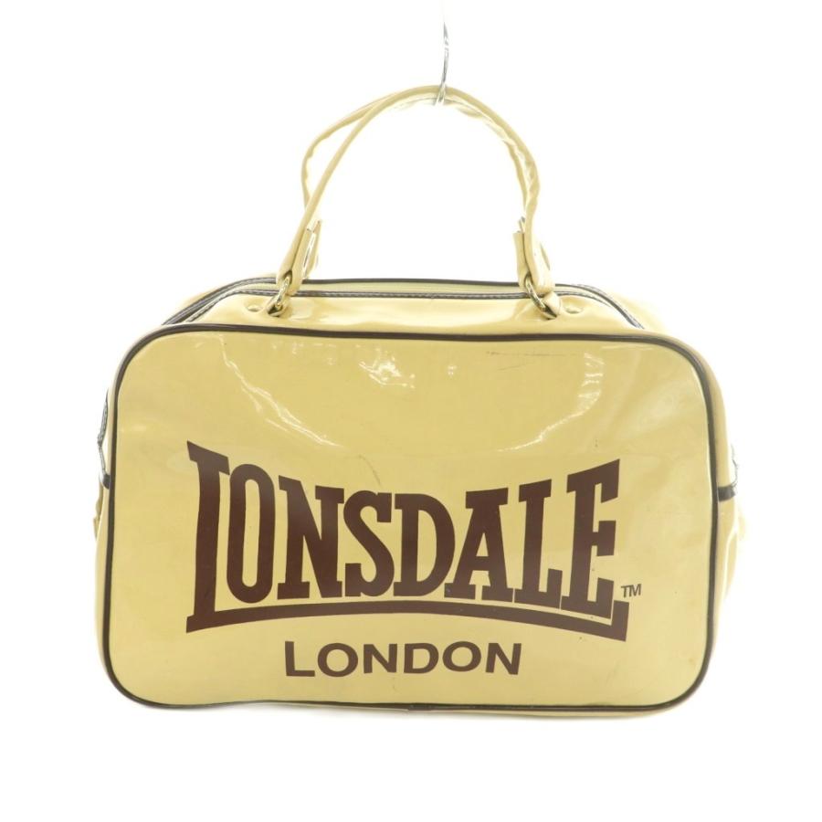 ロンズデール LONSDALE ボストンバッグ エナメル ベージュ 茶 ブラウン