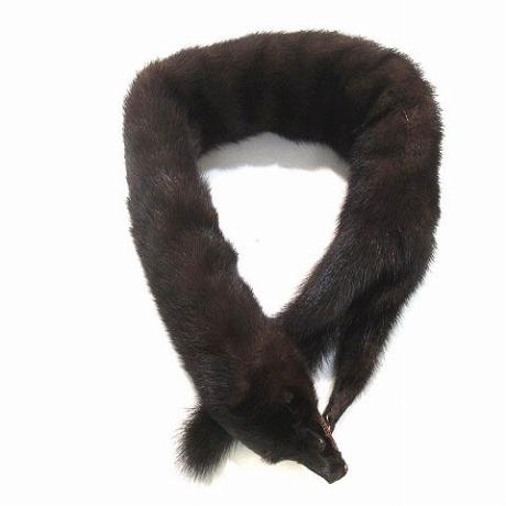 ミンク ティペット 尾頭付き マフラー 襟巻き リアルファー 毛皮 茶  