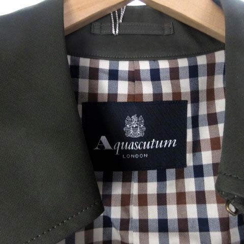 未使用品 アクアスキュータム AQUASCUTUM タグ付き トレンチコート ダブル ミドル 裏地チェック カーキ 36 6307451701 メンズ｜vectorpremium｜03