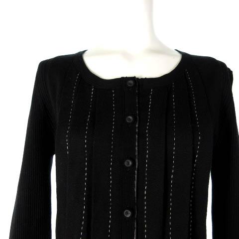 ヒロコビス HIROKO BIS カーディガン 長袖 プリーツ 黒 ブラック 9  