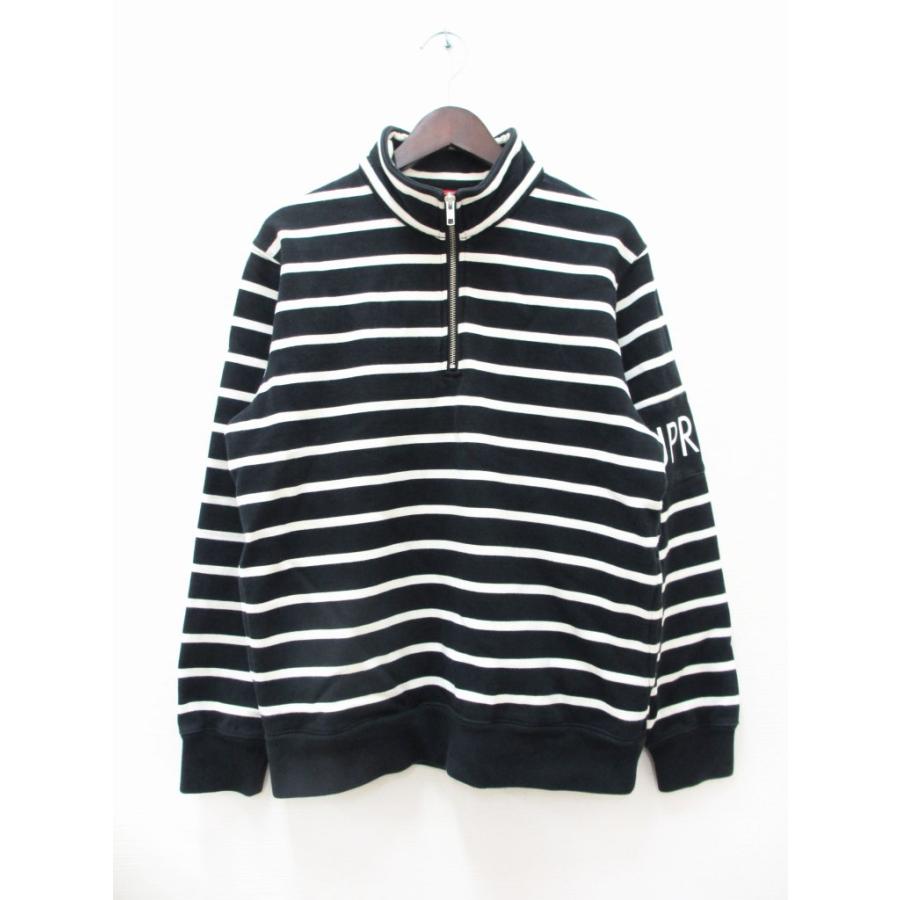 シュプリーム SUPREME 2016AW ストライプ ハーフジップ スウェット 