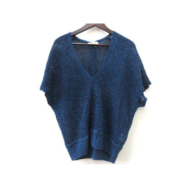 デプレ DES PRES トゥモローランド Vネック 半袖ニット ネイビー系 1  