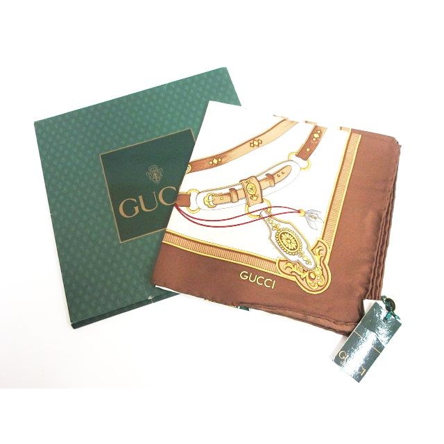 GUCCI グッチ 大判スカーフ 鳥 ブラウン系 シルク ☆AA☆ : ブランド