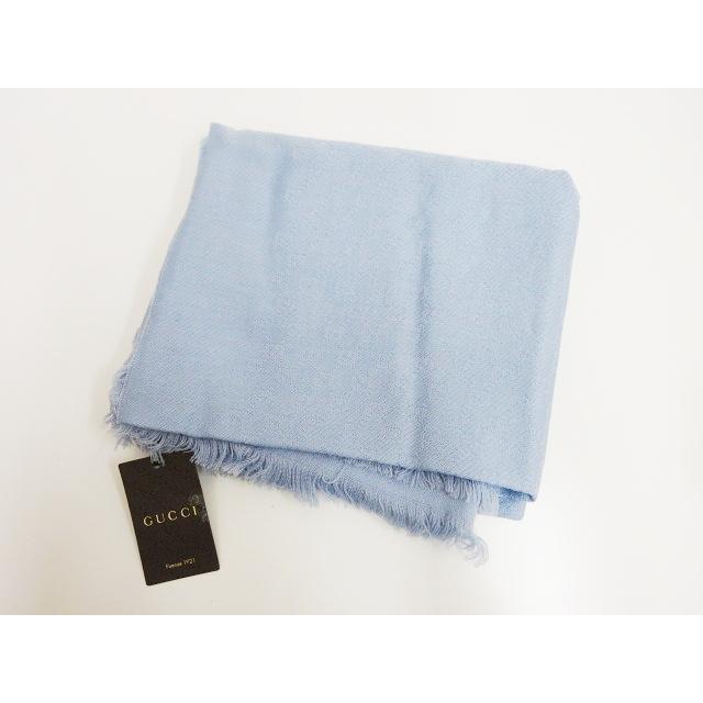 GUCCI グッチ GG柄 マフラー ストール ブルー ウール×リネン ☆AA  