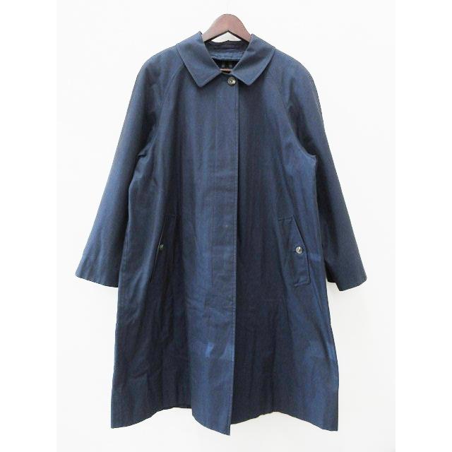 【中古】バーバリーズ Burberrys ステンカラーコート ネイビー コットン 9AR 裏チェック アウター トレンチコート バーバリーズ Burberrys ステンカラーコート ネイビー コットン 9AR 裏