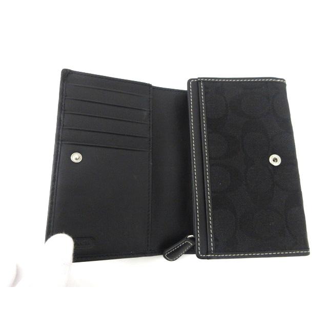 COACH（コーチ） シグネチャー 二つ折り財布 ブラック系 キャンバス