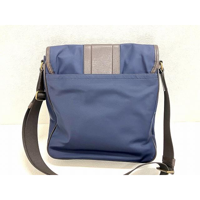 COACH（コーチ） ナイロン×レザー ショルダーバッグ 紺×濃茶 F71548