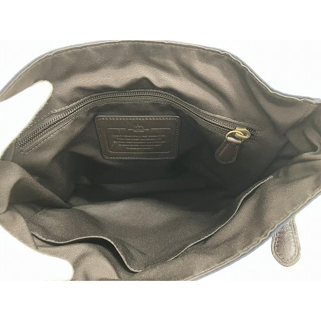 COACH（コーチ） ナイロン×レザー ショルダーバッグ 紺×濃茶 F71548