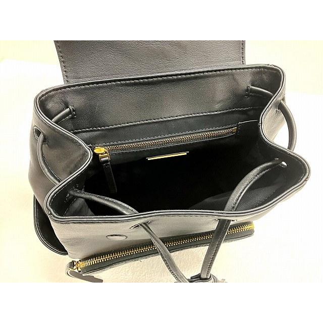 TORY BURCH（トリーバーチ） ラムレザー 巾着型リュックサック 黒 美品