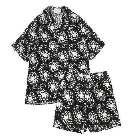 品質一番の ハーフパンツ ショート 半袖シャツ セットアップ 上下 シルク パジャマ Gucci 中古 グッチ 上 シルク パジャマ Gucci 中古 グッチ Gucci 星 古着 ベクトル メンズ 黒 44 ルームウェア Gg スター柄 下着 靴下 部屋着 Www Solidarite
