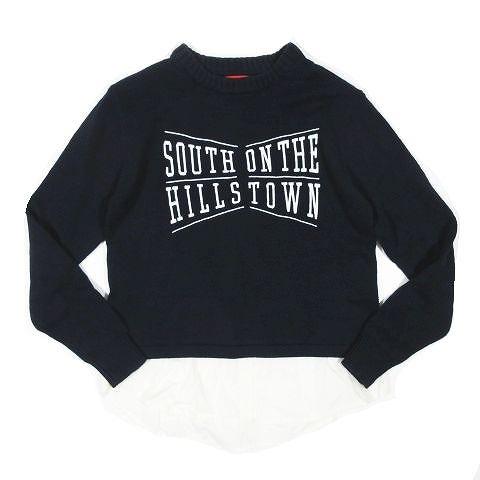 中古 ロデオクラウンズ A11 Crowns Rodeo S セーター ドッキング ニット ネイビー プルオーバー ベクトル レイヤード レディース ロゴ 古着 長袖 即納 最大半額 Rodeo