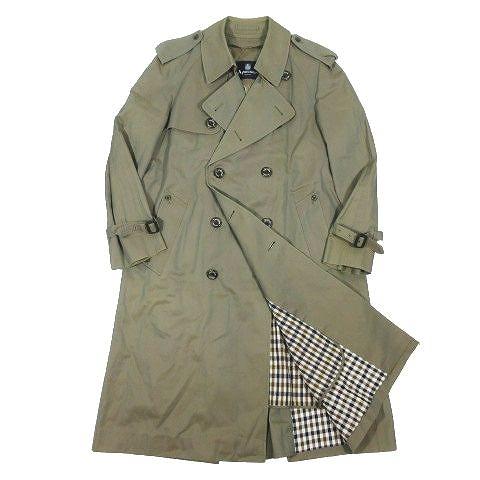 中古 アクアスキュータム Aquascutum トレンチコート ジャケット ロング丈 スプリング チェック柄 ライナー付き 38 玉虫色 A02 メンズ Web限定カラー
