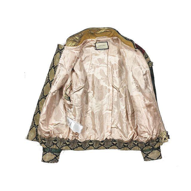 GUCCI 美品 18AW グッチ パイソン プリント レザー ボンバー GUCCI 美品 18AW グッチ パイソン プリント レザー ボンバー