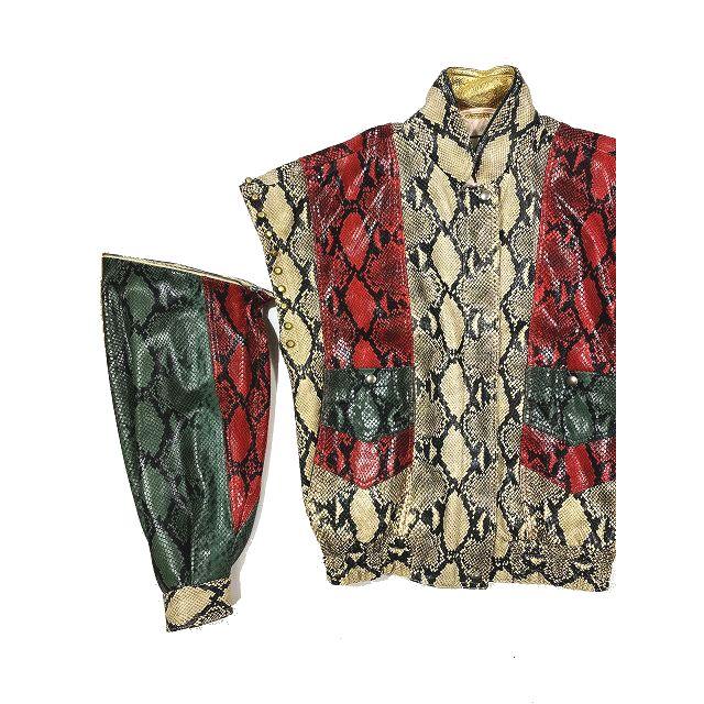 GUCCI 美品 18AW グッチ パイソン プリント レザー ボンバー GUCCI 美品 18AW グッチ パイソン プリント レザー ボンバー