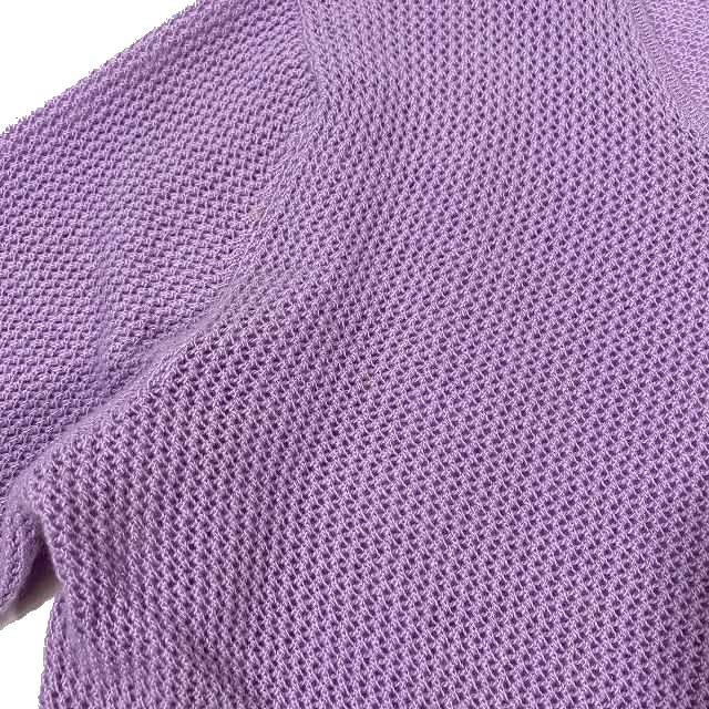 今年の新作から定番まで シャネル CHANEL ヴィンテージ 00C カシミヤ100% メッシュニット セーター プルオーバー トップス 7分袖 3角タグ スパンコール装飾 紫