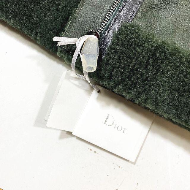 美品 クリスチャンディオール Christian Dior 羊革 ムートンコート アウター レザーパイピング 深緑 ダークグリーン サイズ12 9HBD16COAA｜vectorpremium｜02