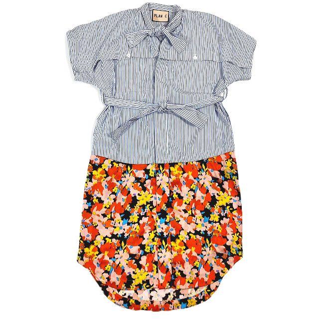 美品 22SS PLAN C プランシー シャツ ワンピース ストライププリント 