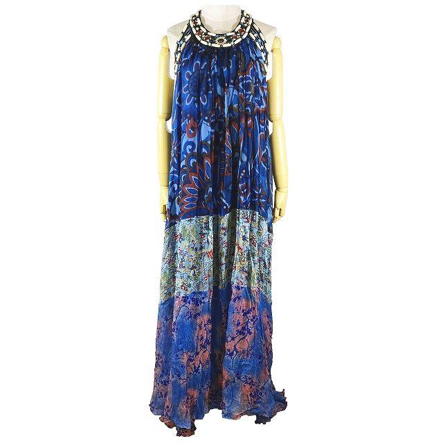 ケイタマルヤマ シルク ロングワンピース 新品タグ付KEITAMARUYAMA 裾レース シルク コットンロングワンピース