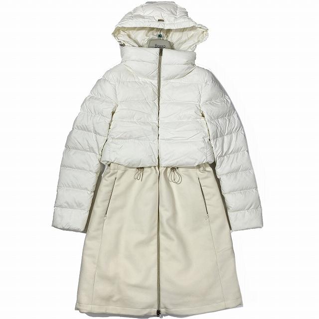 美品 ヘルノ HERNO 異素材 ドッキングダウンコート アウター 
